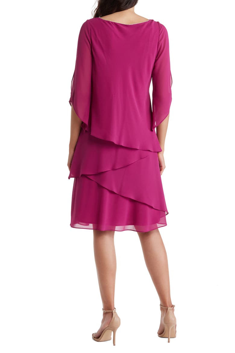 Chiffon Split Sleeve Cocktail Dress, Alternate, color, FUCHSIA