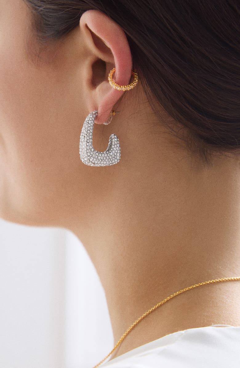 BaubleBar Sasha Pavé Geometric Hoop Earrings, Alternate, color, 