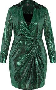 City Chic Aylin Long Sleeve Sequin Dress