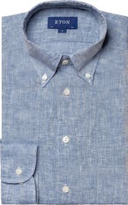 Eton Slim Fit Short Sleeve Linen Button-Up Shirt