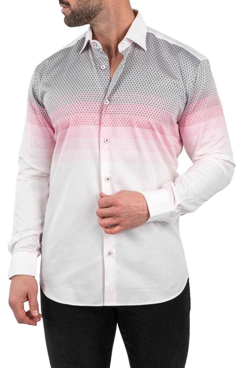 Fibonacci Jacqdegrade Pink Contemporary Fit Button-Up Shirt, Alternate, color, PINK
