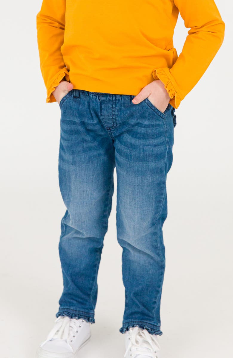 RuffleButts Kids' Ruffle Trim Jeans, Alternate, color, Blue