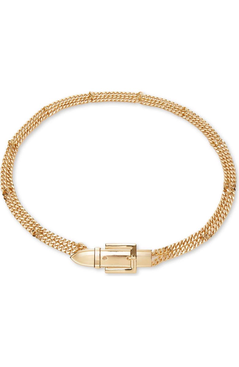 Lele Sadoughi Buckle Chain Belt, Main, color, Gold 720