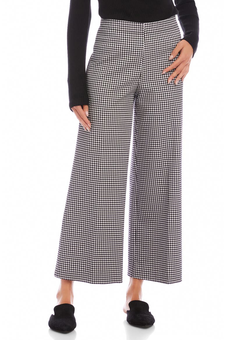 Crop Wide Leg Pants, Main, color, BLACK CHECK