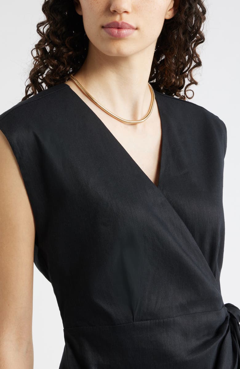Nordstrom Cotton Blend Wrap Dress, Alternate, color, Black