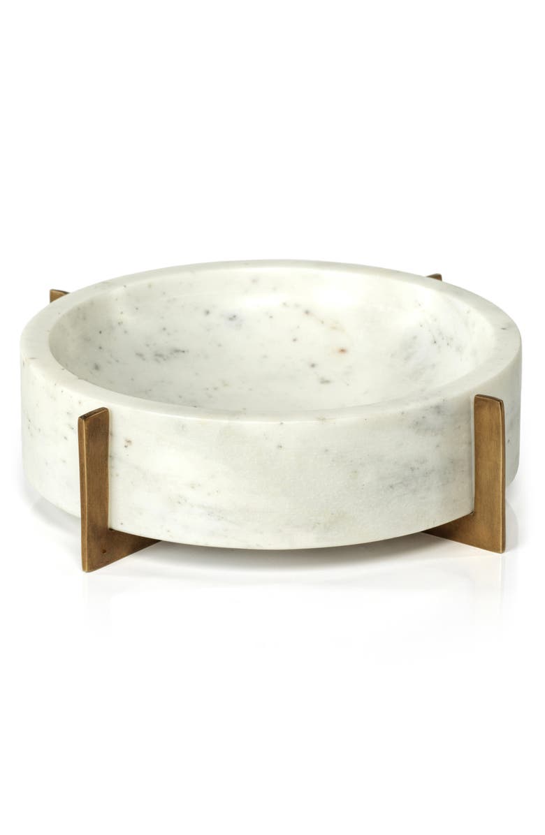 Zodax Catania Marble Footed Bowl, Main, color, White/ Gold