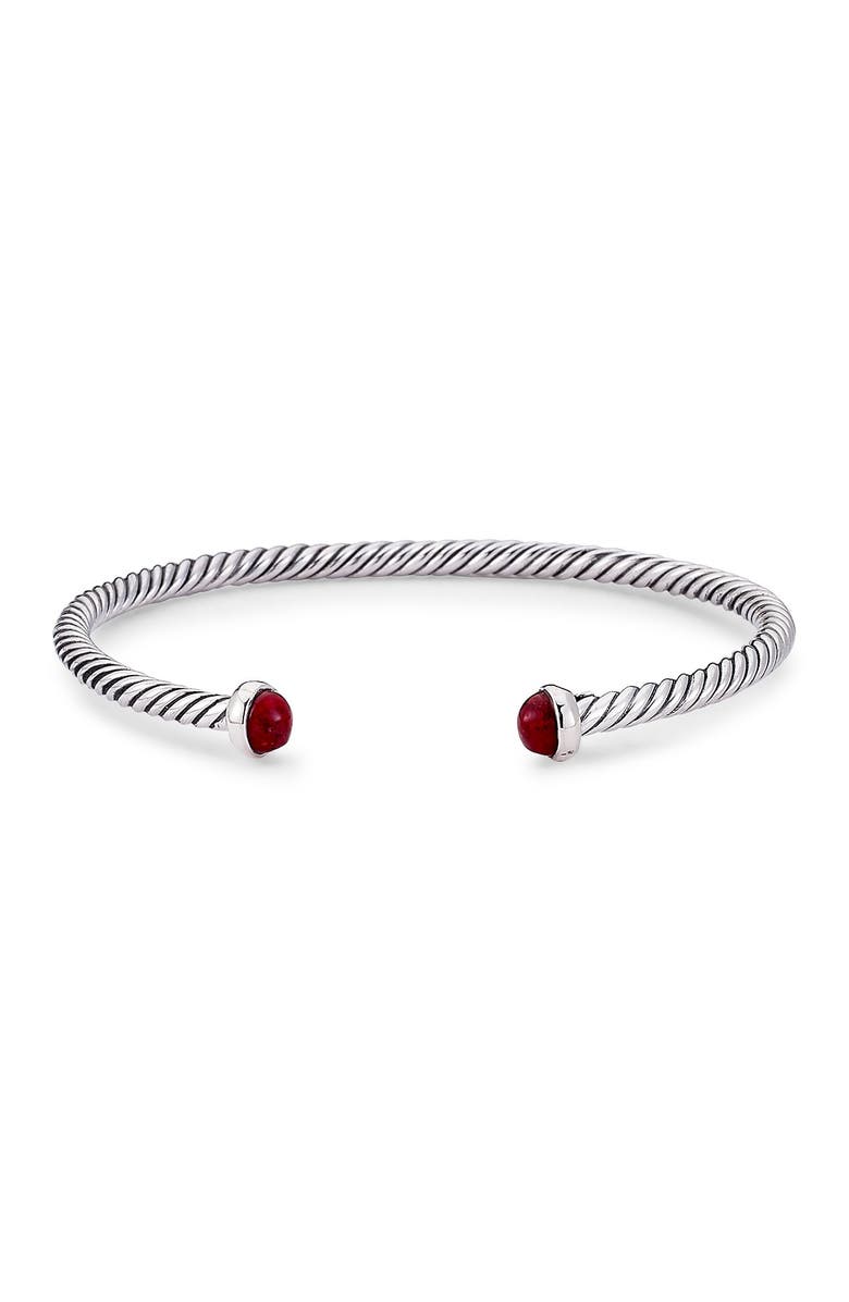 SAMUEL B. Sterling Silver Twisted Cable Coral Bangle Bracelet, Main, color,