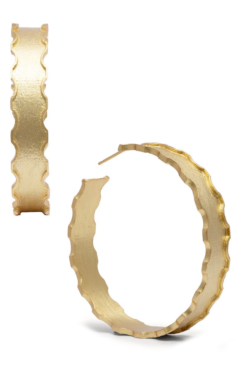 SAACHI Waved Hoop Earrings, Main, color, Gold