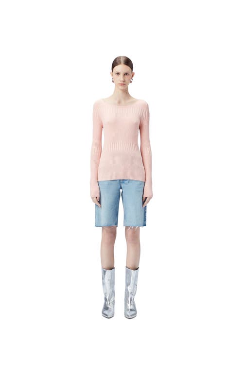 Gobi Mongolian Cashmere Ribbed Cotton Silk Cashmere Blend Sweater In Pink