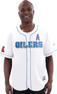 STARTER Men's Starter White Houston Oilers Relay Vintage Full-Button Baseball Jersey
