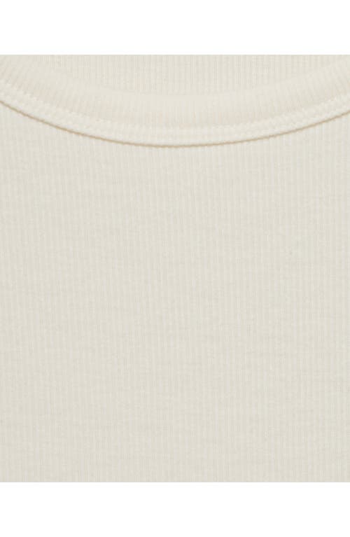 Mango Rib Long Sleeve T-shirt In Vanilla
