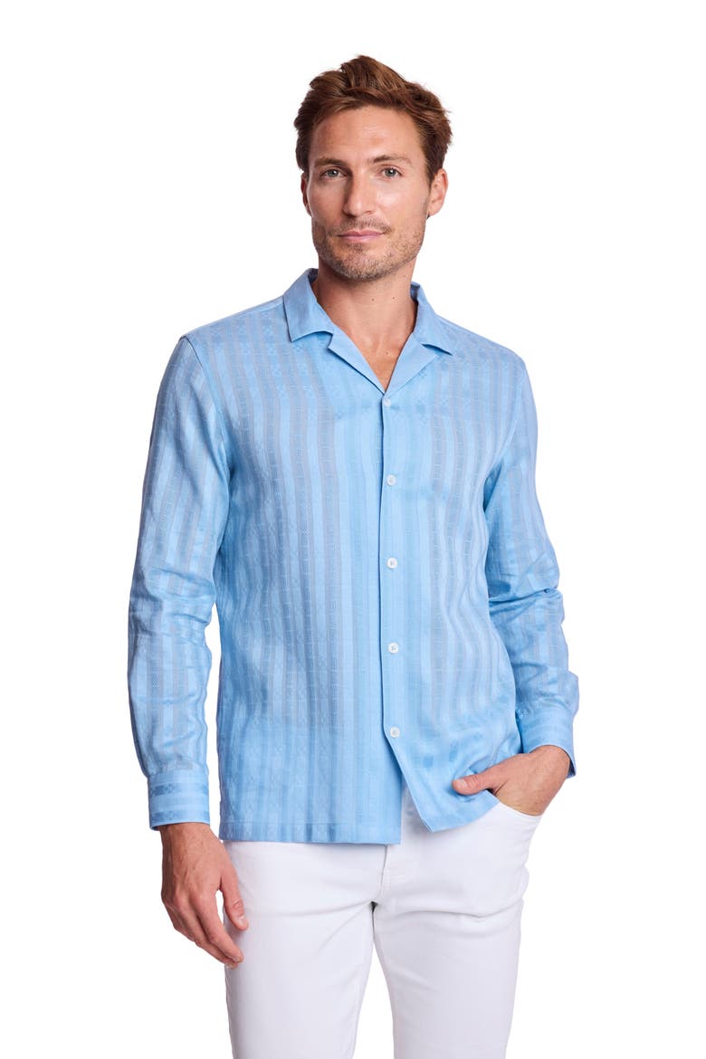 Parker Trim Fit Cotton Button-Up Shirt, Alternate, color, LIGHT BLUE DOBBY STRIPES