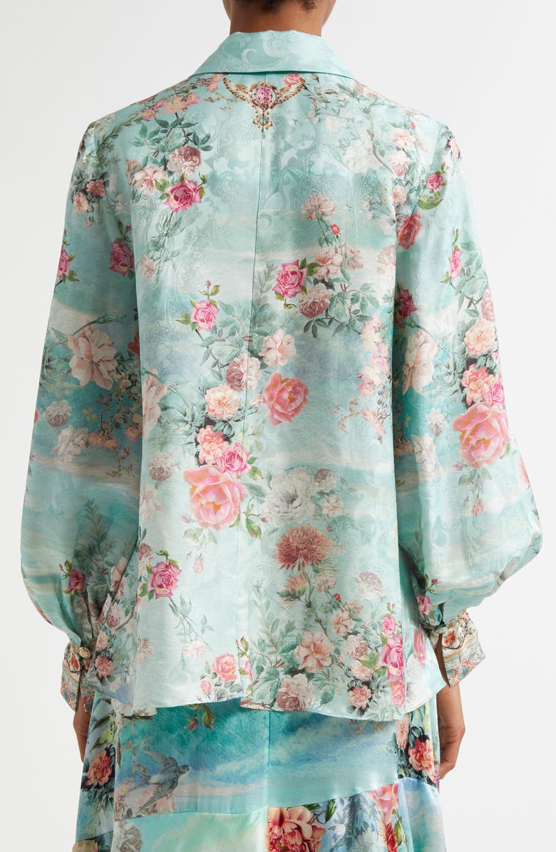 Camilla The Jewelry Museum Curved Collar Silk Shirt, Alternate, color, 