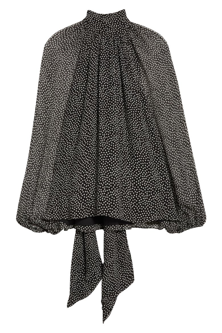 Suzanne Polka Dot Silk Chiffon Top, Alternate, color, BLACK POLKADOT