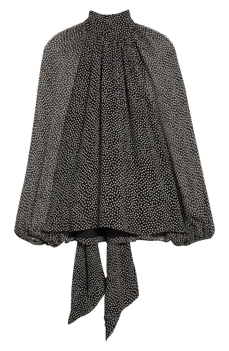 Ramy Brook Suzanne Polka Dot Silk Chiffon Top, Alternate, color, Black Polkadot