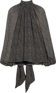 Ramy Brook Suzanne Polka Dot Silk Chiffon Top