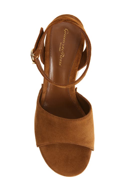 Gianvito Rossi 110 Suede Platform Wedge Sandals In Gold