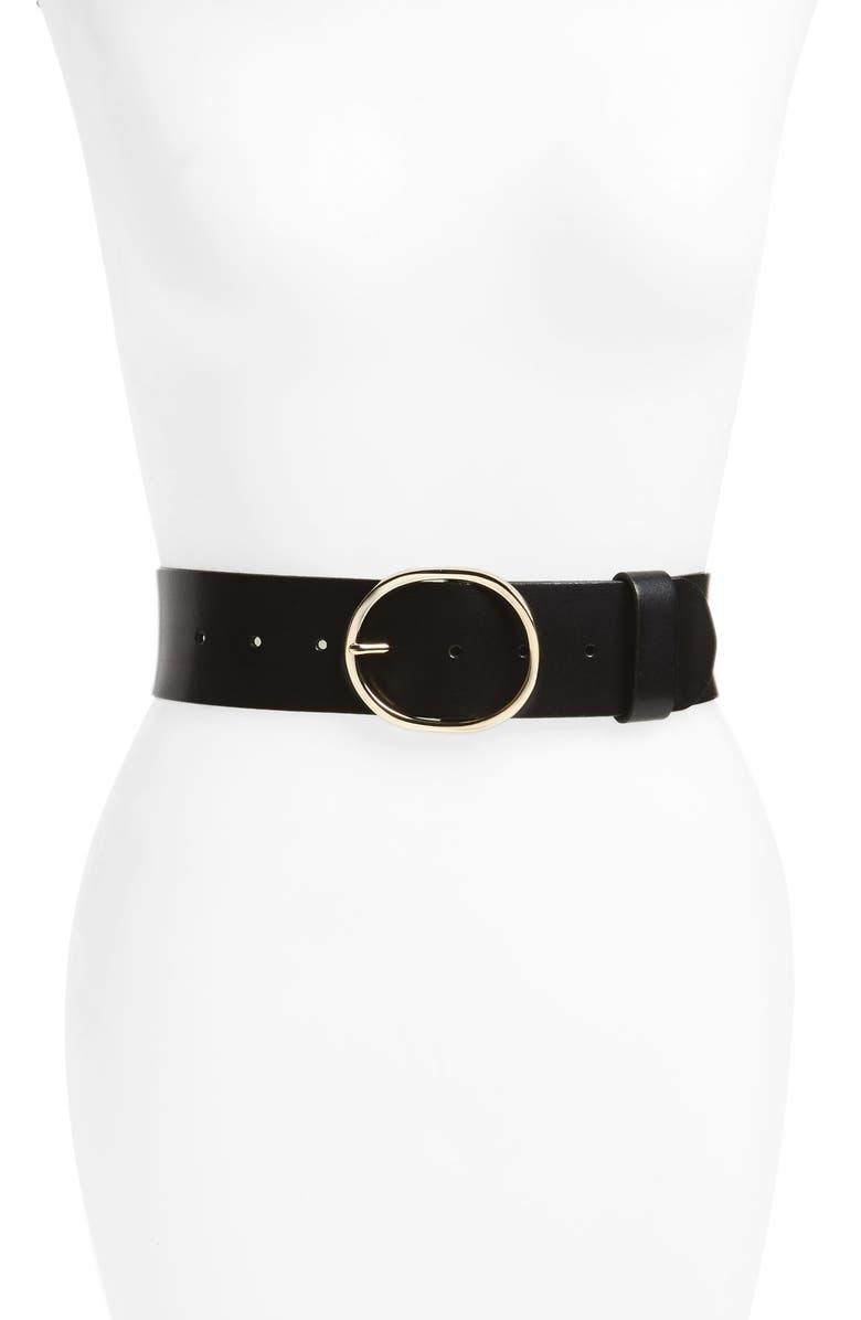 Halogen<sup>®</sup> Oval Buckle Leather Belt, Main, color,