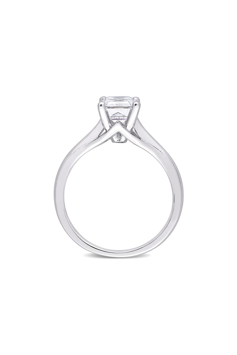 10K White Gold Emerald Cut Created Moissanite Ring, Alternate, color, WHITE