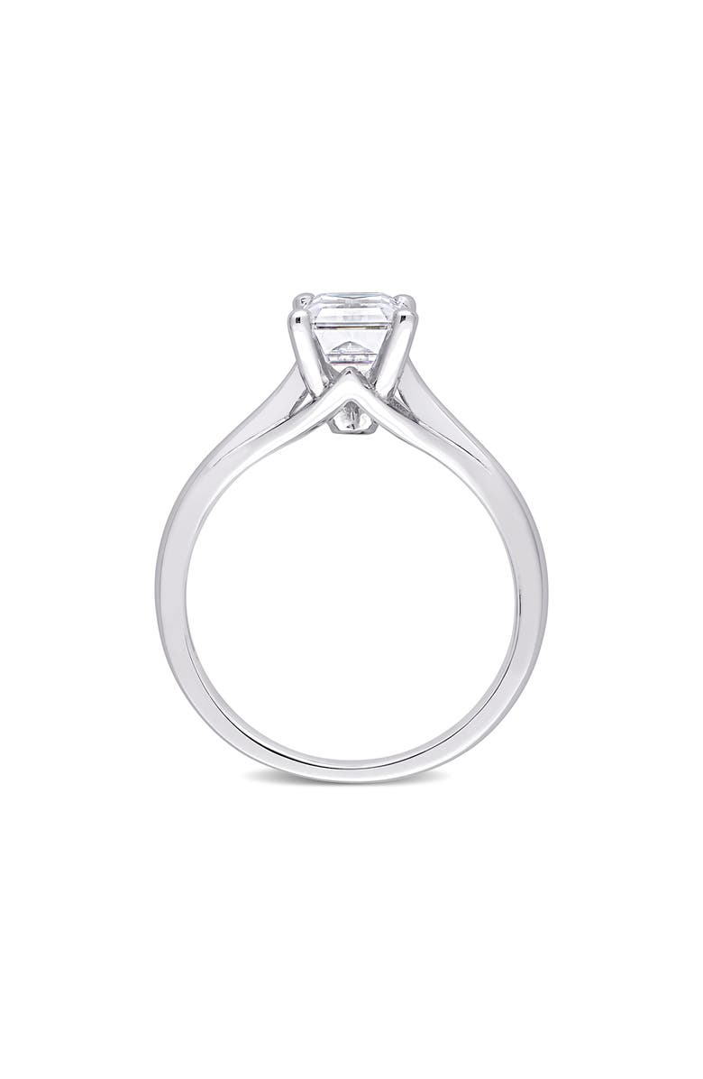 DELMAR 10K White Gold Emerald Cut Created Moissanite Ring, Alternate, color, White