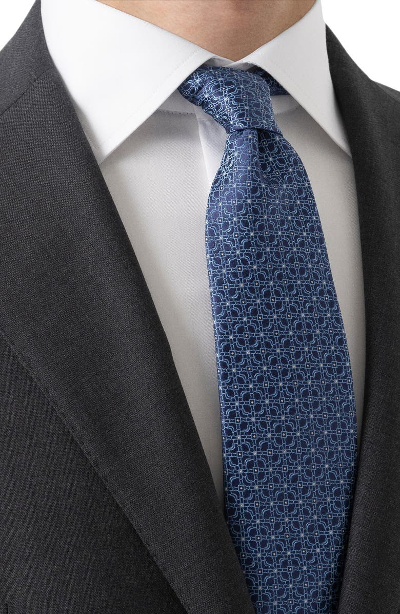 Eton Jacquard Silk Tie, Alternate, color, Navy