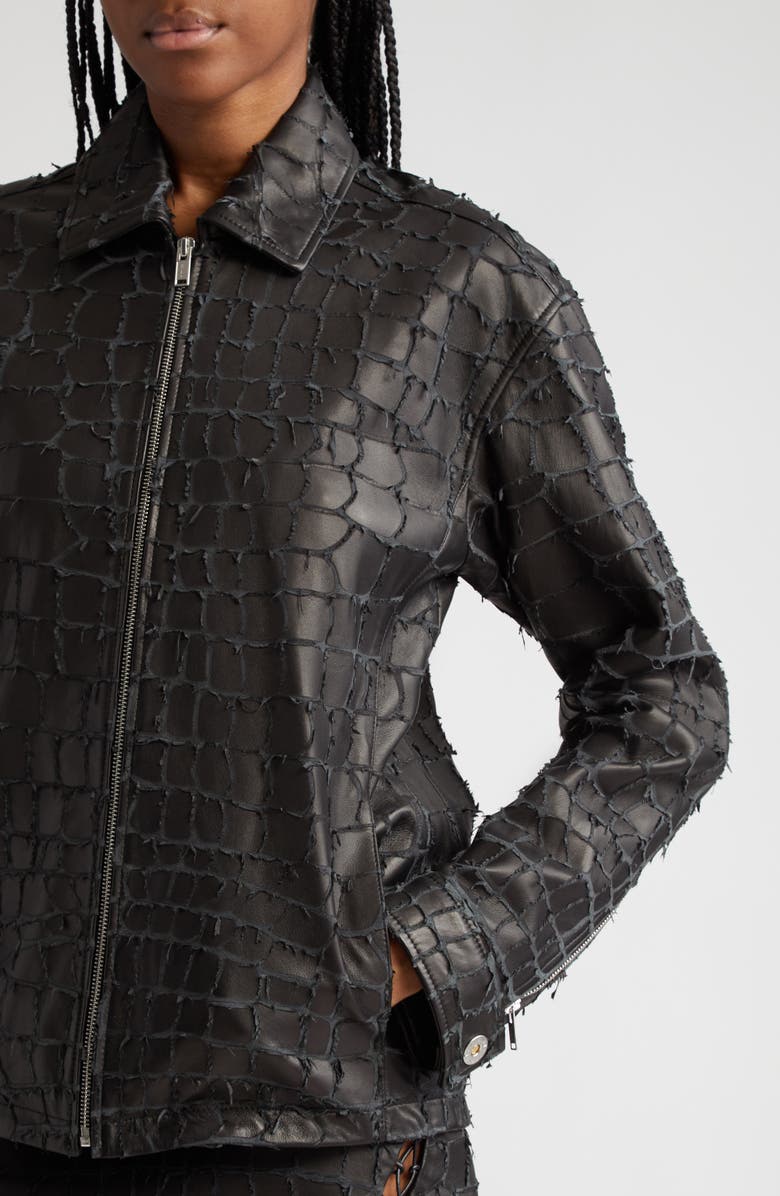 Dion Lee Snakeskin Etched Lambskin Leather Jacket, Alternate, color, 
