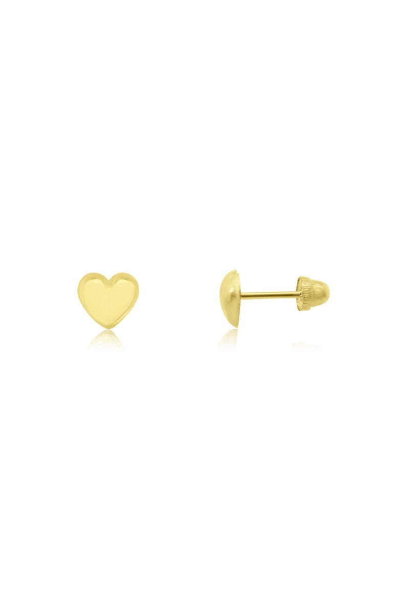 Mini Puffy Heart Screw Back Stud Earrings, Main, color, Gold