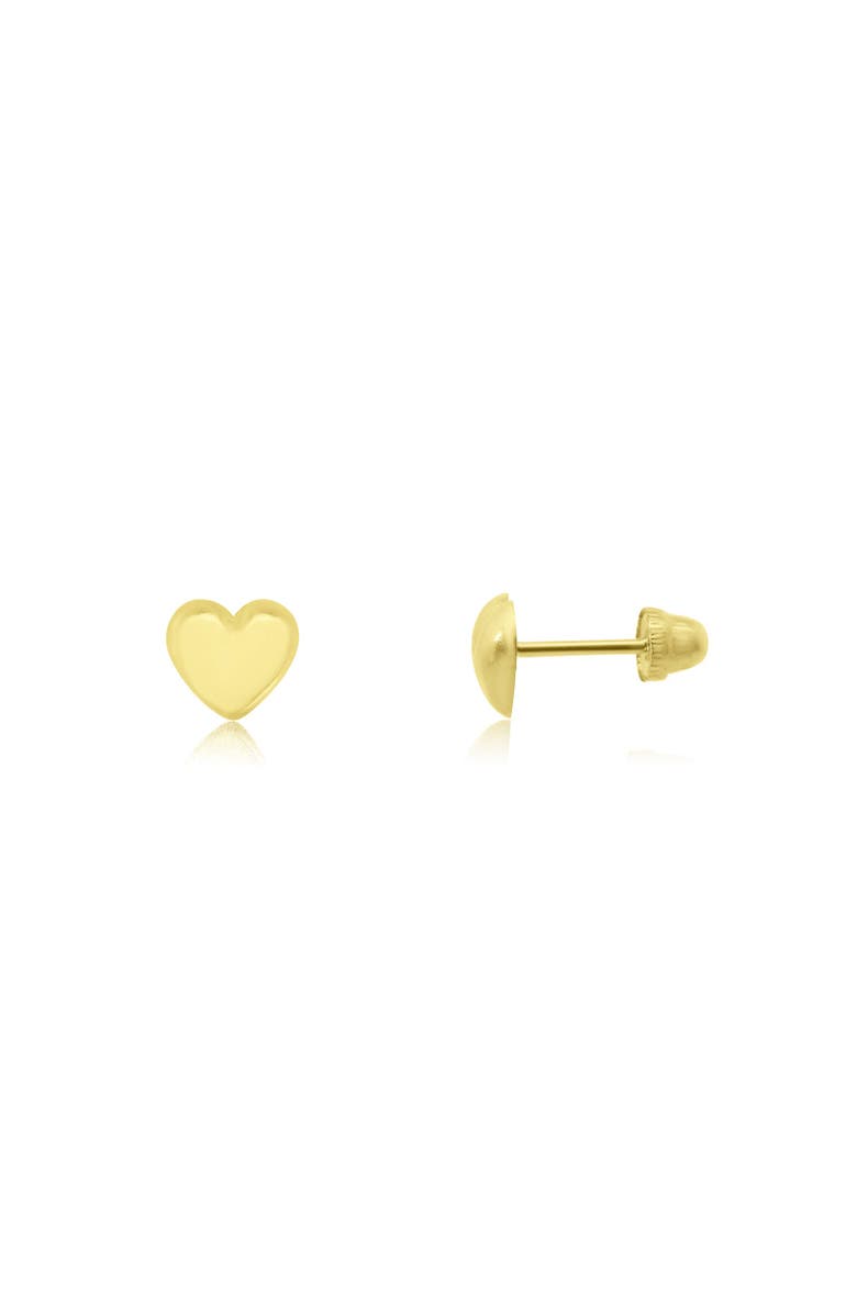 The Lovery Fine Jewelry Mini Puffy Heart Screw Back Stud Earrings, Main, color, Gold