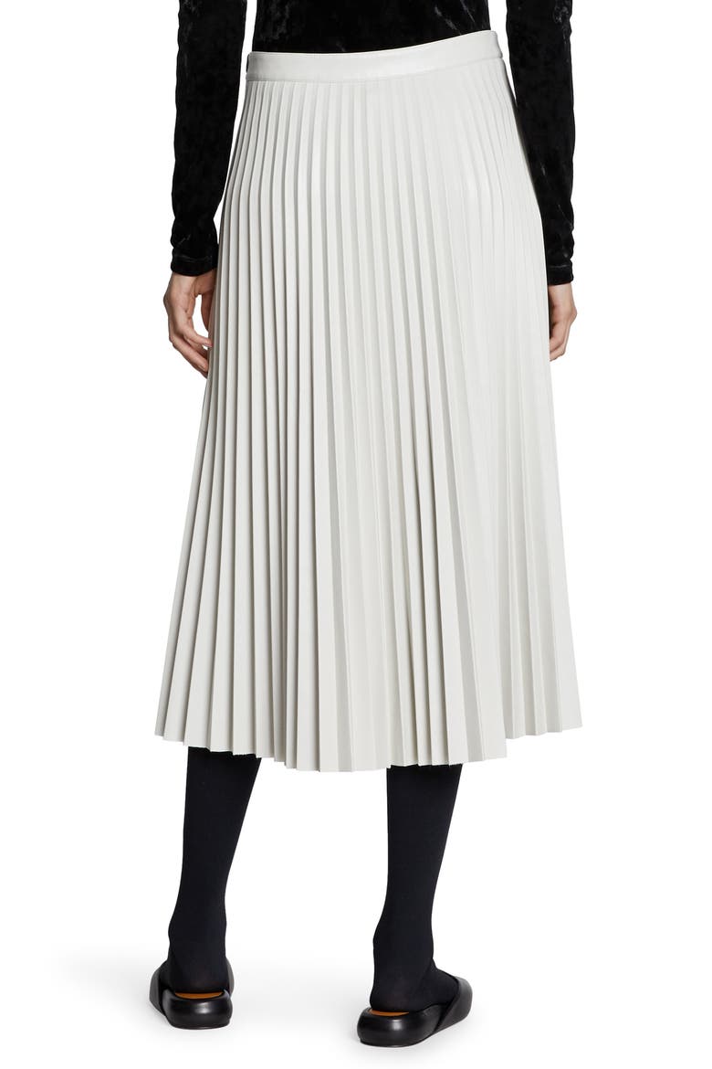 Pleated Faux Leather Skirt, Alternate, color, OFF WHITE