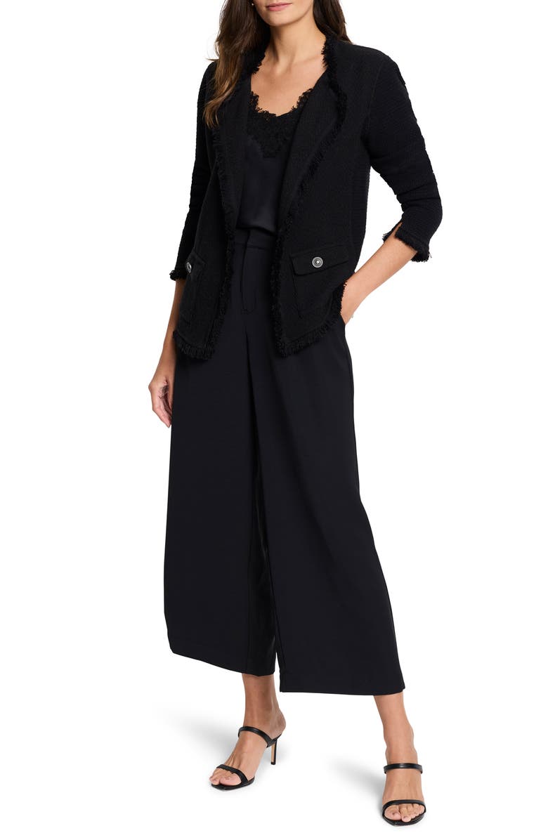 NIC+ZOE Fringe Knit Blazer, Alternate, color, Black Onyx