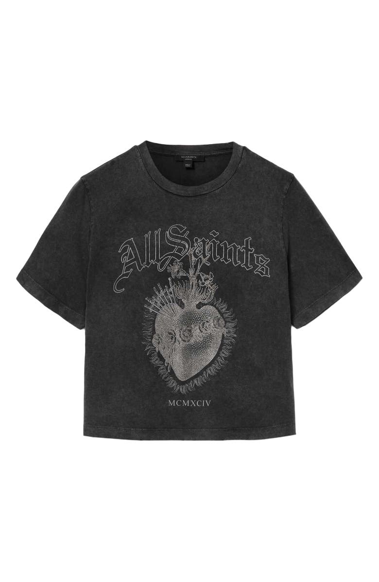 AllSaints Sabbath Lisa Embellished Cotton Graphic T-Shirt, Alternate, color, Washed Black
