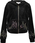 Truly Me Kids' Crystal Flame Velour Zip-Up Hoodie