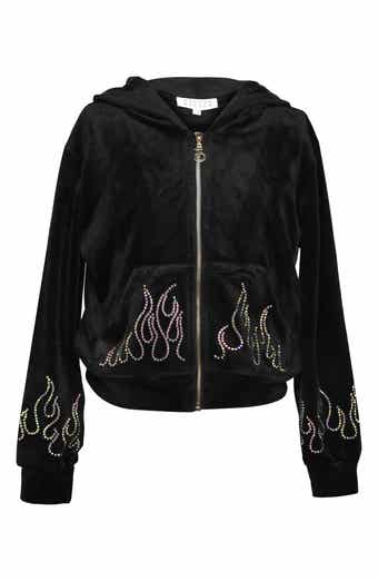 Kids' Crystal Flame Velour Zip-Up Hoodie