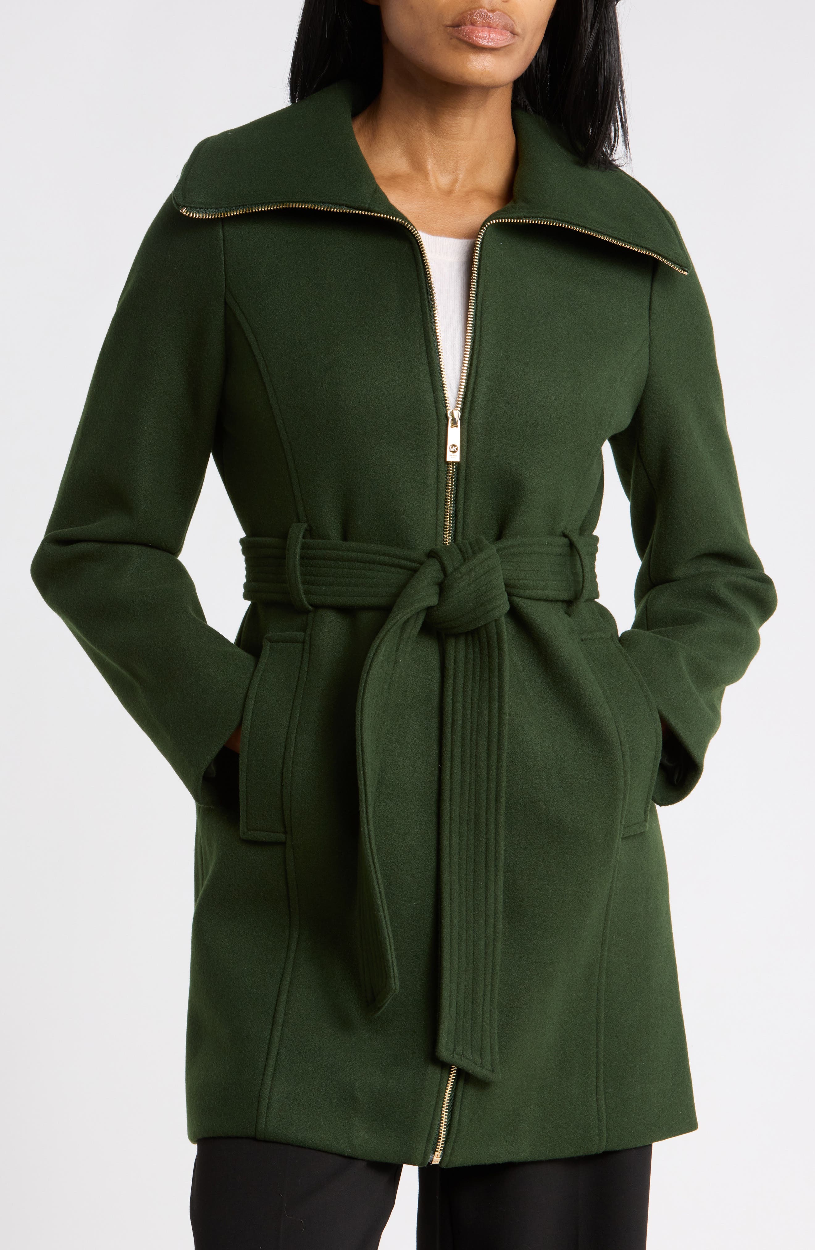 Belted Faux Wool Coat