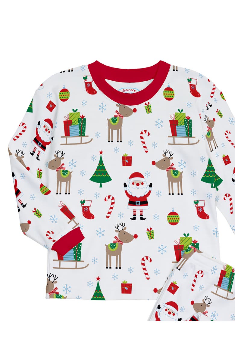 Sara’s Prints Loose Fit Cozy Pajama 2-Piece Set, Alternate, color, White Christmas