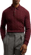 Ralph Lauren Purple Label Cable Knit Cashmere Polo Sweater