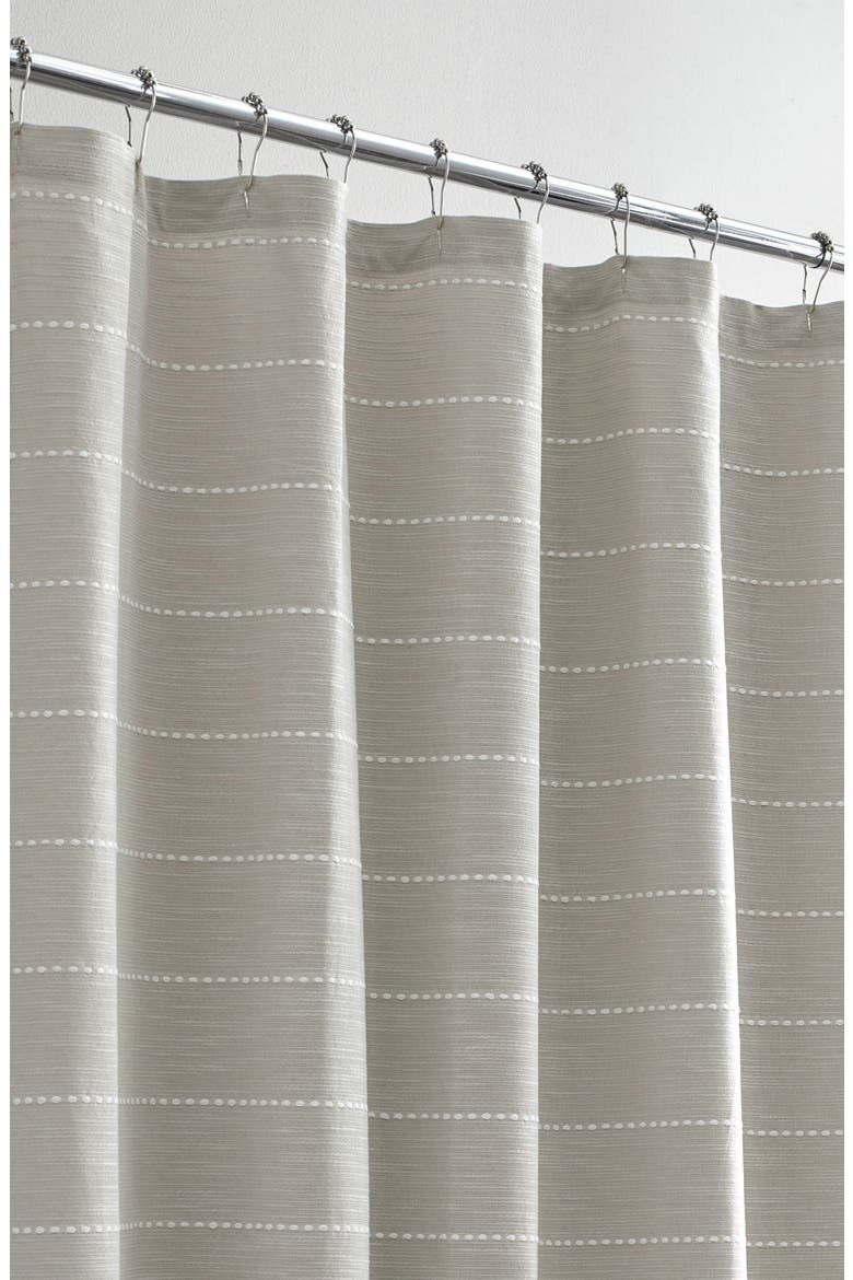 Embroidered Stripe Shower Curtain, Alternate, color, AQUARMARINE/ WHITE