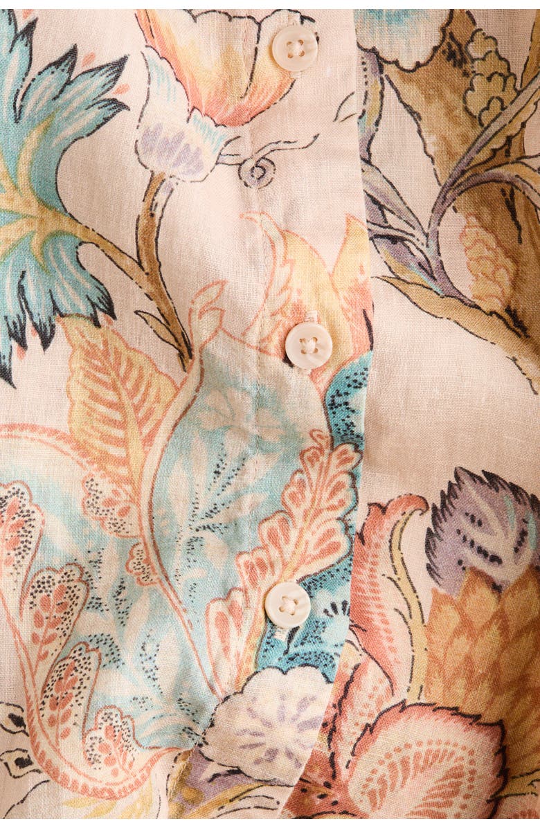 H&M Oversized Linen Shirt, Alternate, color, Light Beige/Floral
