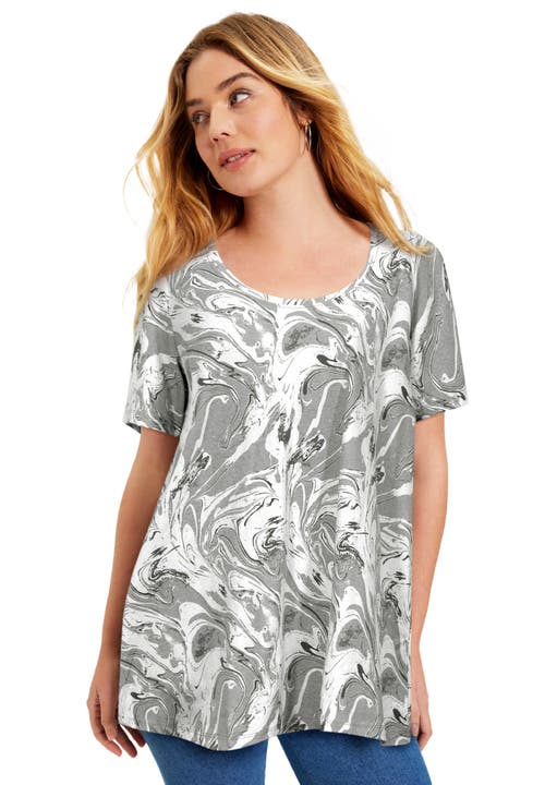 June + Vie Short-sleeve Swing One + Only Tee In Gray