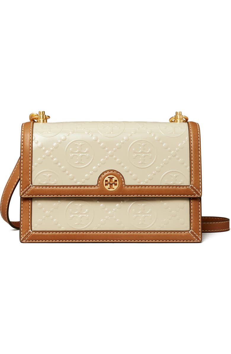 Tory Burch T Monogram Embossed Patent Leather Small Shoulder Bag, Alternate, color,