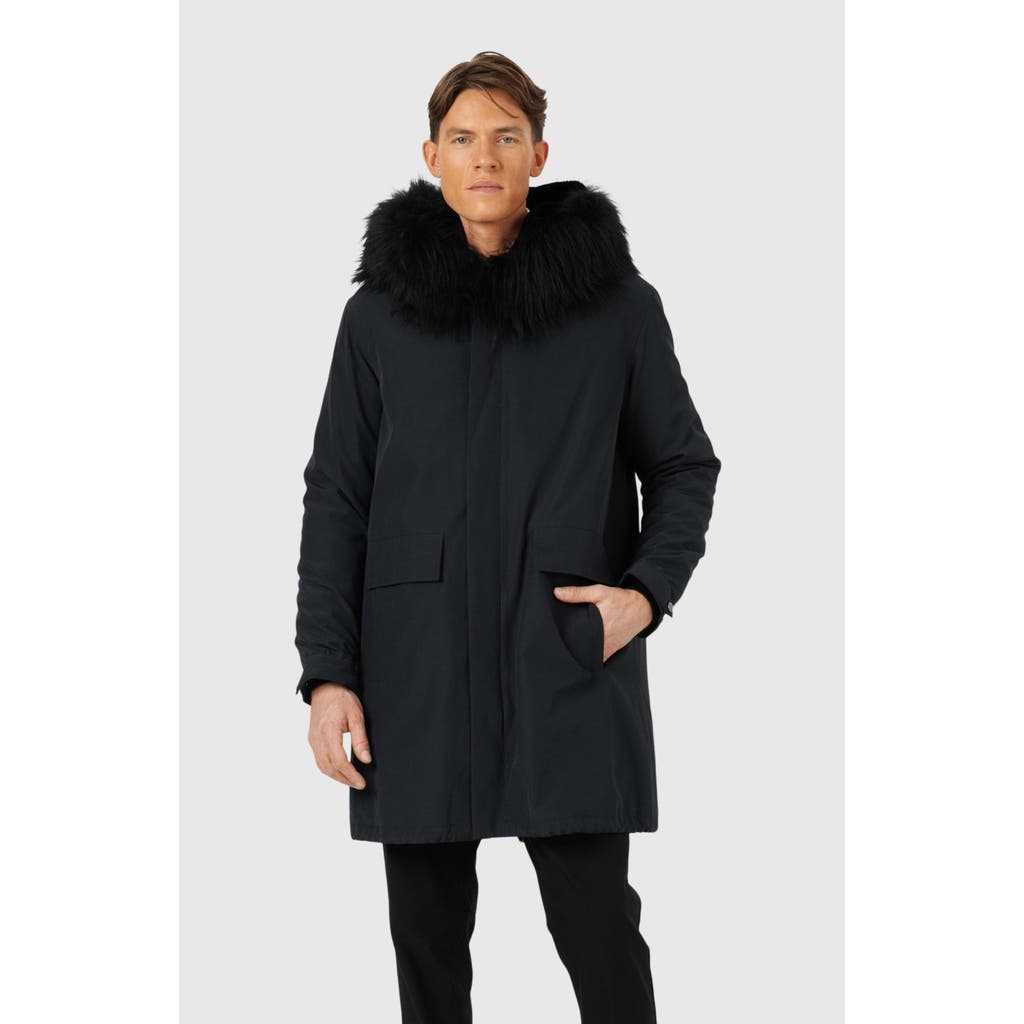 Gorski Parka With Shearling Lamb Trim In Blue