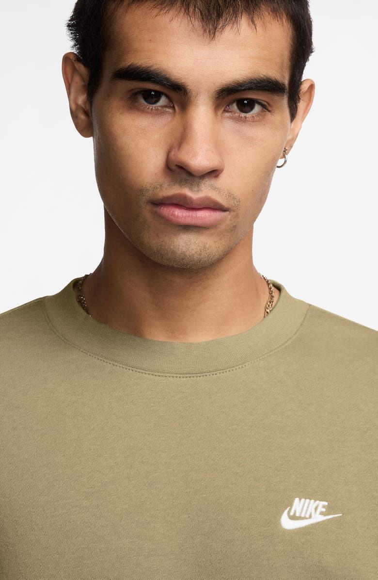 Nike Club Brushed Fleece Crewneck Sweatshirt, Alternate, color, Parachute Beige/ White
