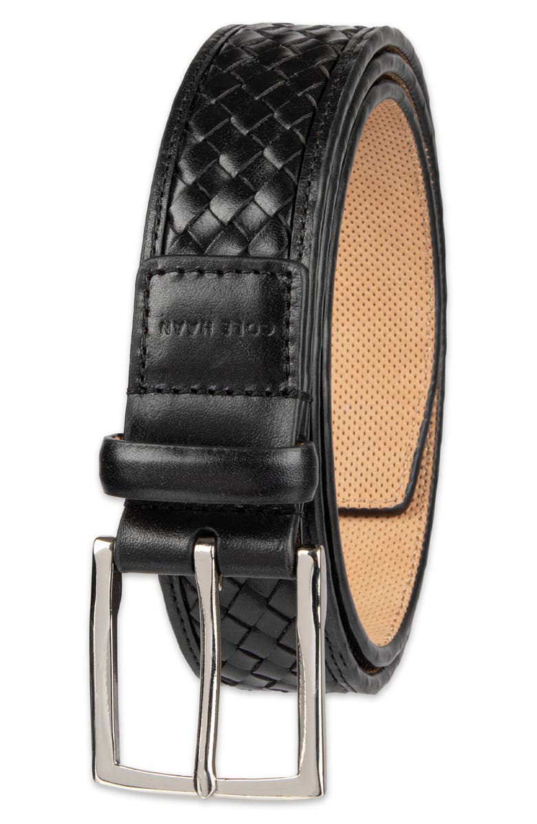 Cole Haan Woven Leather Belt, Alternate, color, Black