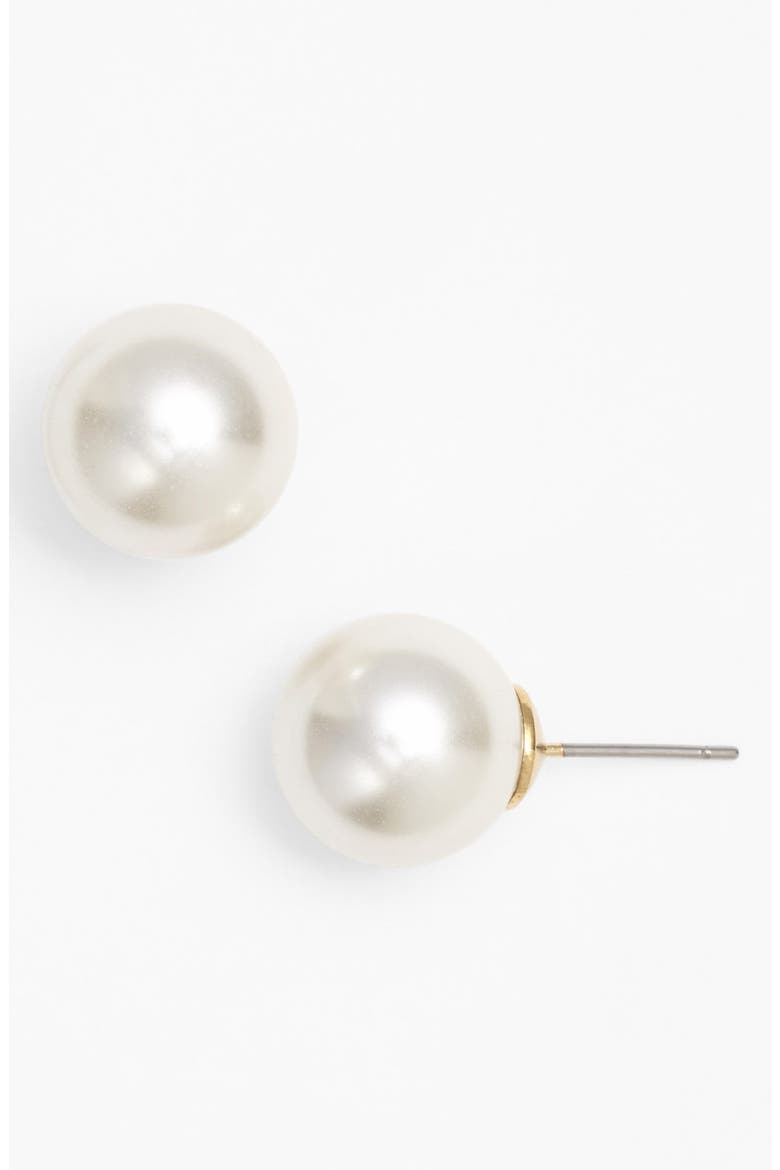 Anne Klein Faux Pearl Stud Earrings, Main, color, BLANC PEARL/ GOLD