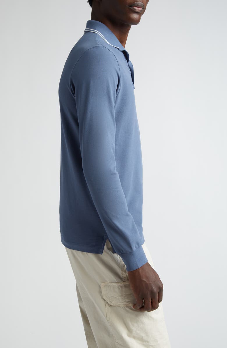 Stone Island Slim Fit Compass Logo Long Sleeve Stretch Cotton Polo, Alternate, color, Dark Blue