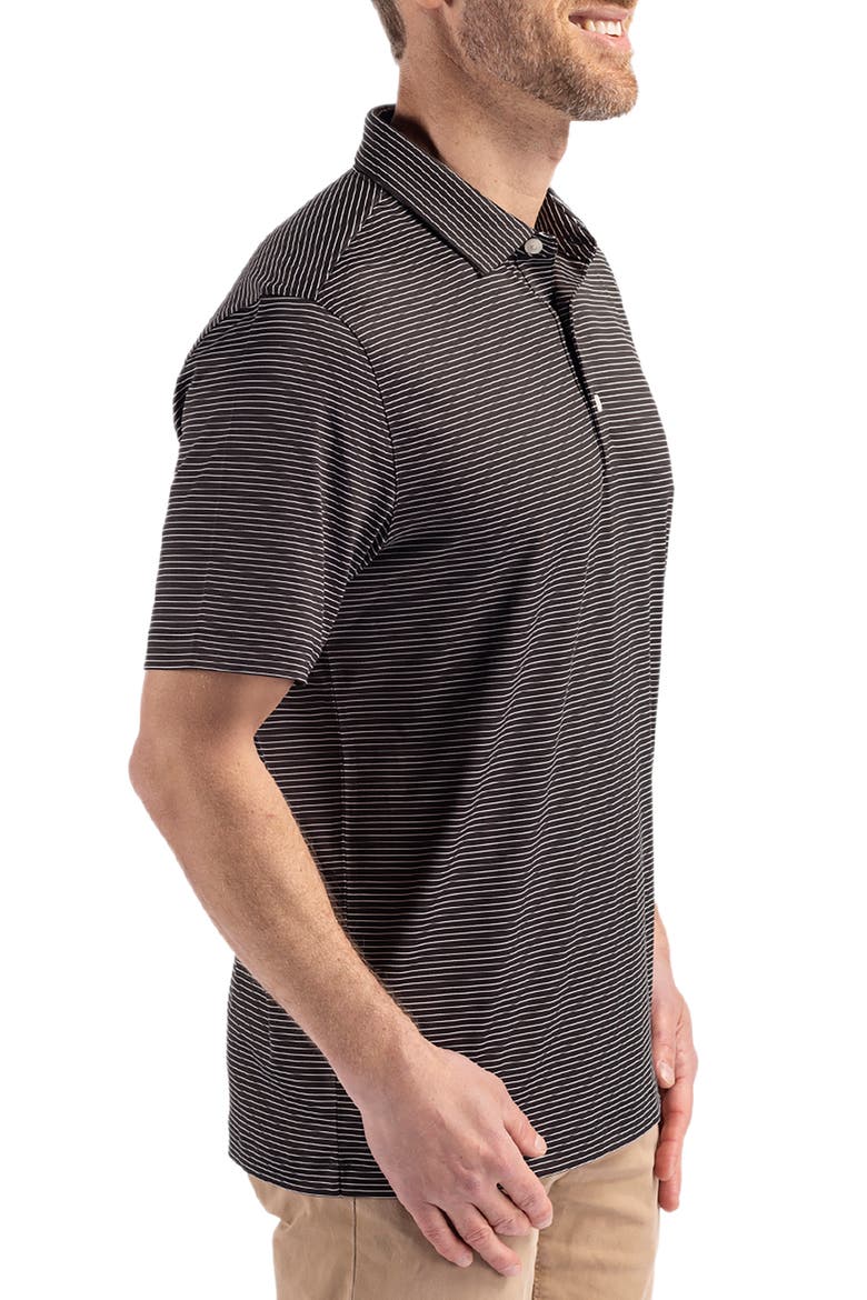 Forge Fine Line Stripe Recycled Blend Polo, Alternate, color, BLACK/WHITE