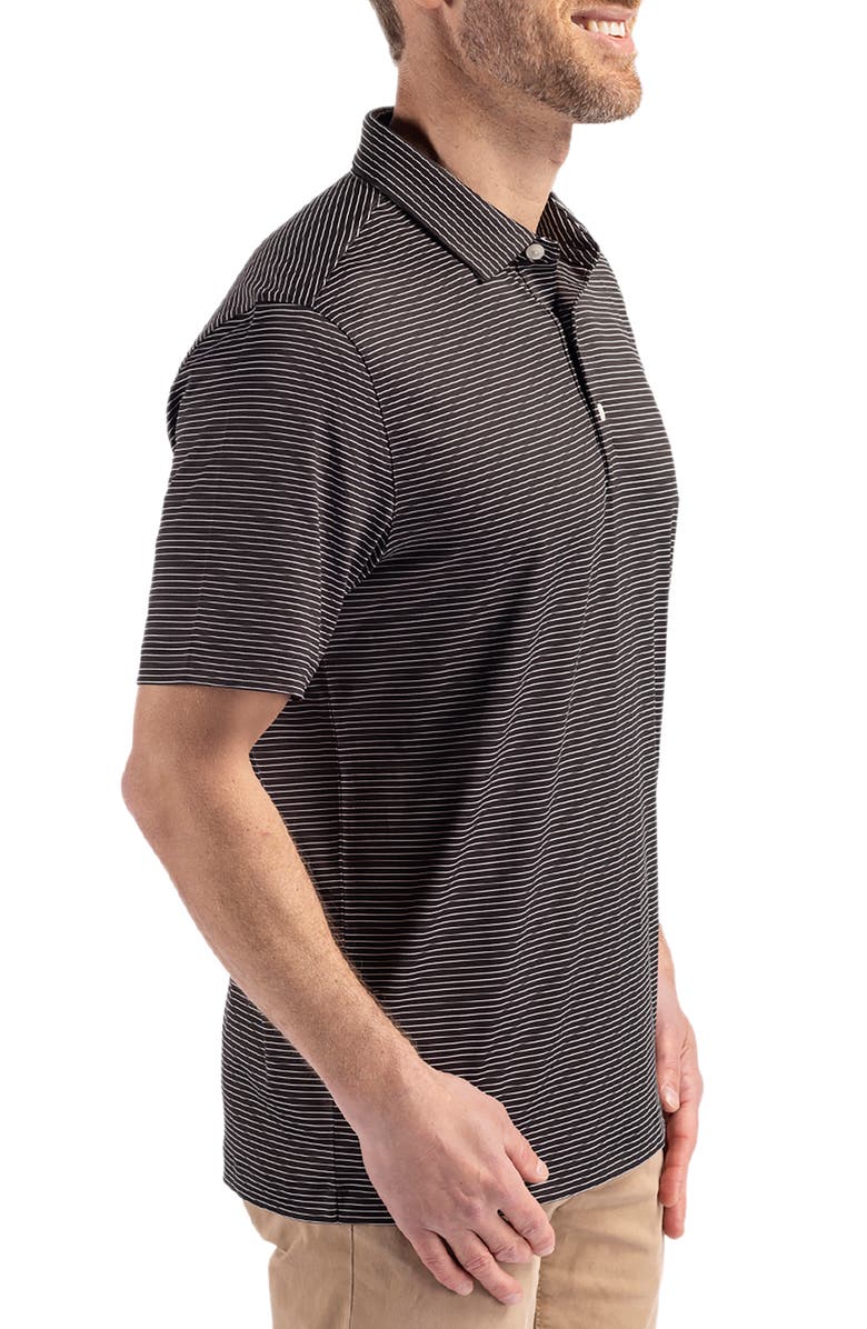Cutter & Buck Forge Fine Line Stripe Recycled Blend Polo, Alternate, color, Black/White