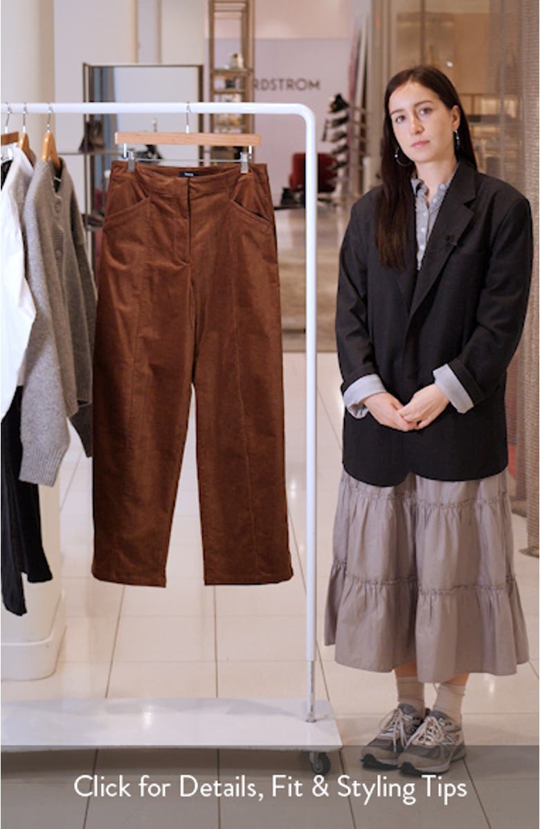 Front Seam Cotton Blend Corduroy Pants, sales video thumbnail