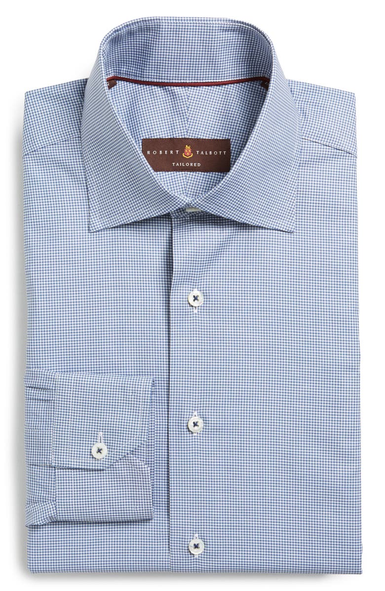 Robert Talbott Tailored Fit Check Dress Shirt, Alternate, color, Navy