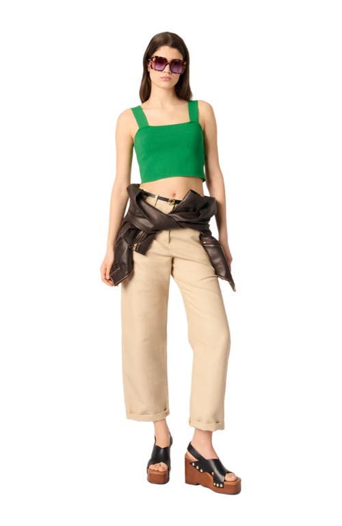Shop Maje Knit Crop Top In Green
